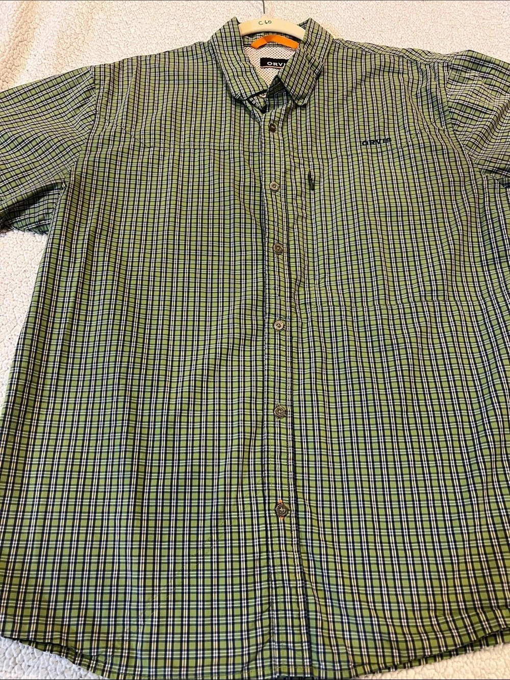 Orvis Men's Plaid Button Down in Green & Blue Like New
